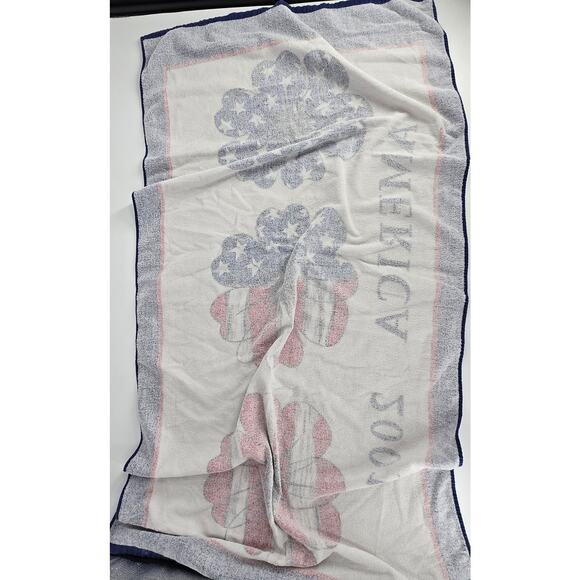 Y2K America 2001 Beach Towel 4th of July Hawaiian Floral Flag Stars & Stripes - Picture 2 of 4